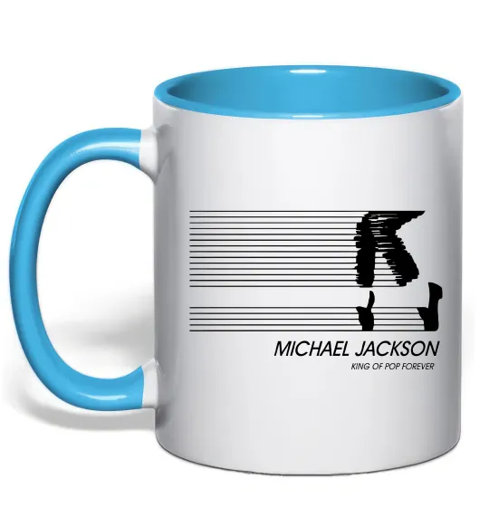 Чашка з кольоровою ручкою King of pop forever Блакитний фото