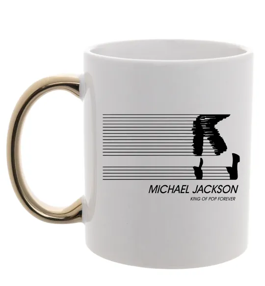 Чашка з кольоровою ручкою King of pop forever Золото фото