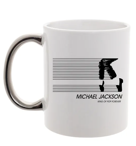 Чашка з кольоровою ручкою King of pop forever Срібло фото