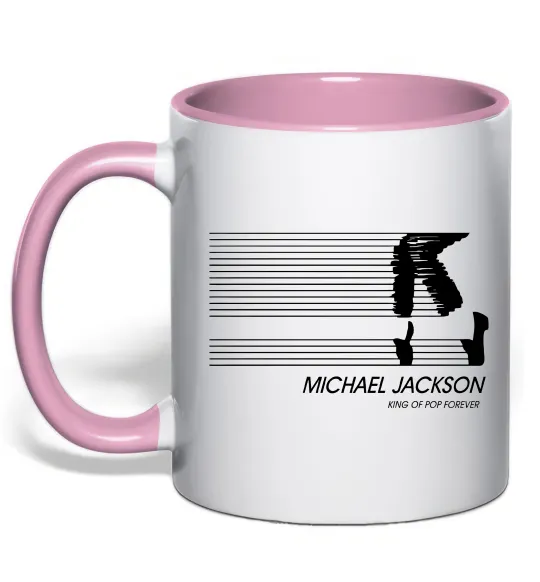 Чашка з кольоровою ручкою King of pop forever Ніжно рожевий фото