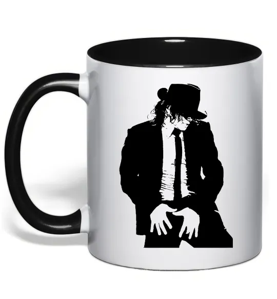 Чашка з кольоровою ручкою Майкл Джексон Чорний фото