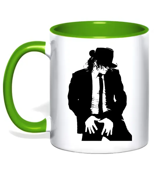 Чашка з кольоровою ручкою Майкл Джексон Лаймовий фото