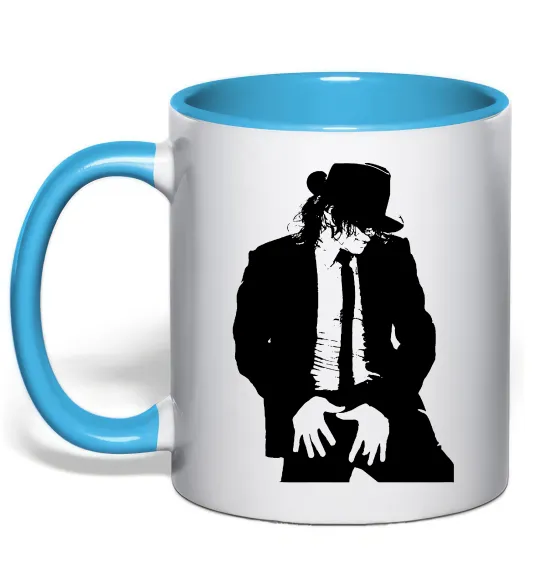 Чашка з кольоровою ручкою Майкл Джексон Блакитний фото