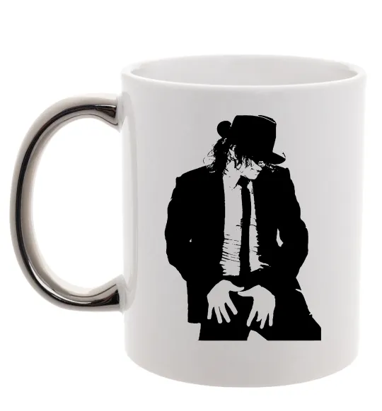 Чашка з кольоровою ручкою Майкл Джексон Срібло фото