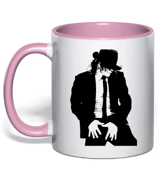 Чашка з кольоровою ручкою Майкл Джексон Ніжно рожевий фото