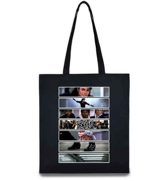 Еко-сумка Bad Michael Jackson колаж Чорний фото