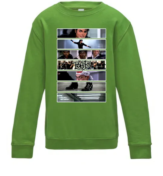 Дитячий світшот Bad Michael Jackson колаж Лаймовий фото