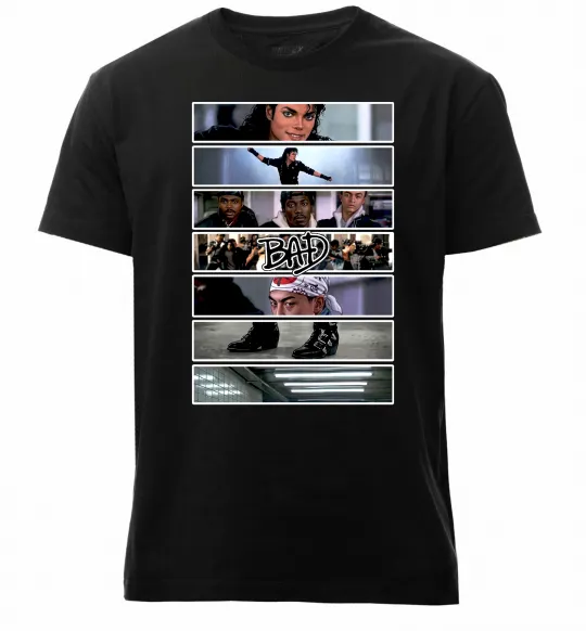 Чоловіча преміум футболка Bad Michael Jackson колаж Чорний фото