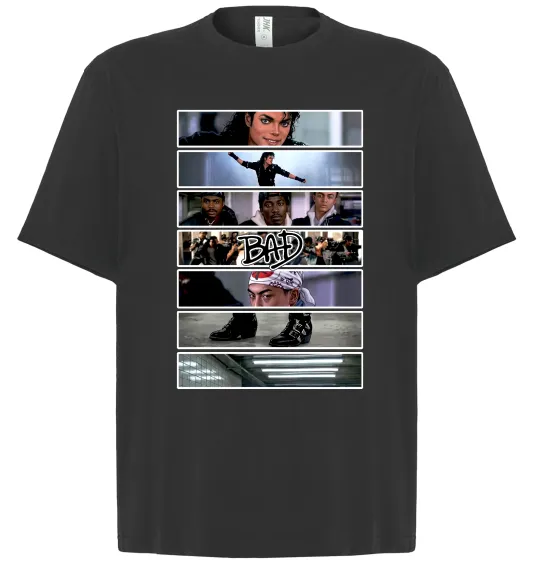 Футболка Оверсайз Bad Michael Jackson колаж Чорний фото