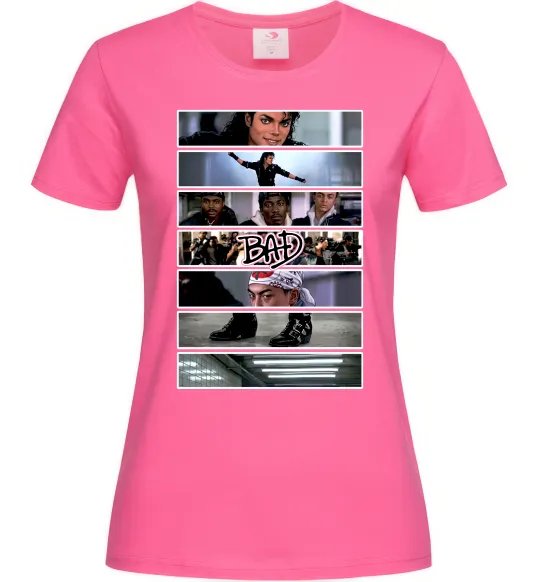 Жіноча футболка Bad Michael Jackson колаж Яскраво-рожевий фото