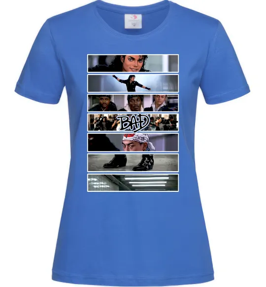 Жіноча футболка Bad Michael Jackson колаж Яскраво-синій фото