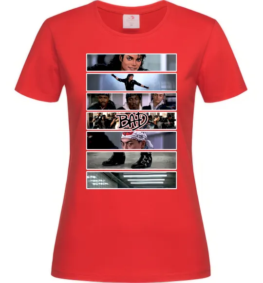 Жіноча футболка Bad Michael Jackson колаж Червоний фото