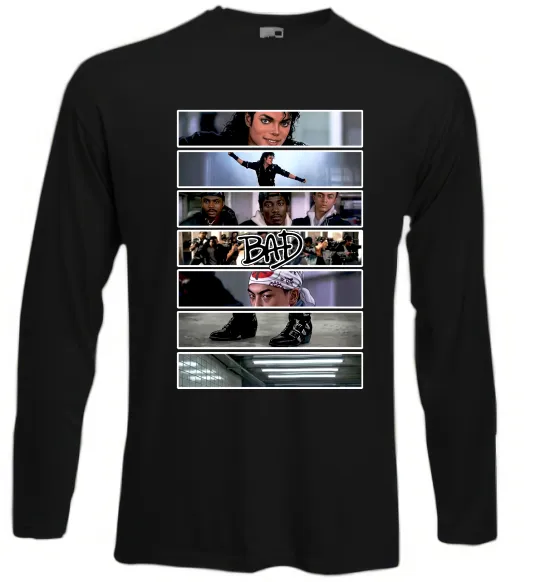 Лонгслів Bad Michael Jackson колаж Чорний фото