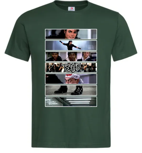 Чоловіча футболка Bad Michael Jackson колаж Темно-зелений фото
