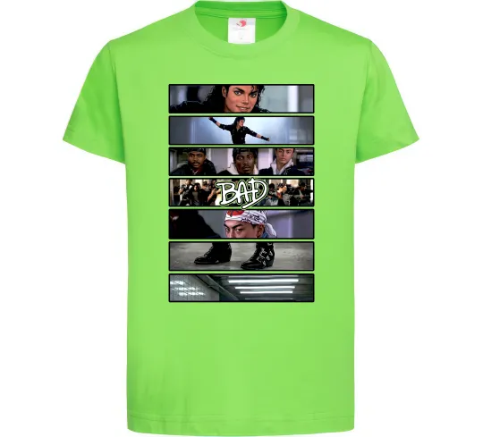 Дитяча футболка Bad Michael Jackson колаж Лаймовий фото