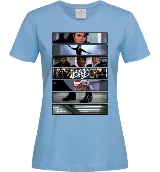 Жіноча футболка Bad Michael Jackson колаж Блакитний фото