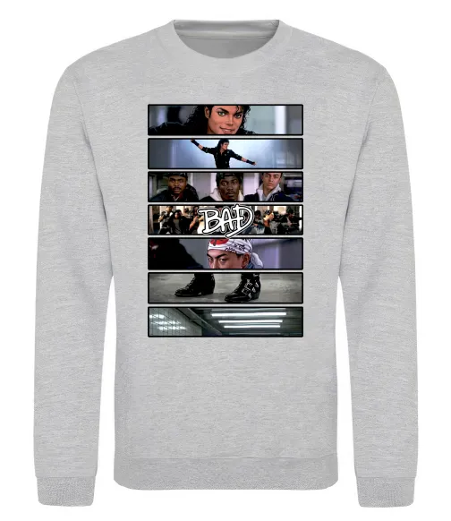 Світшот Bad Michael Jackson колаж Сірий меланж фото