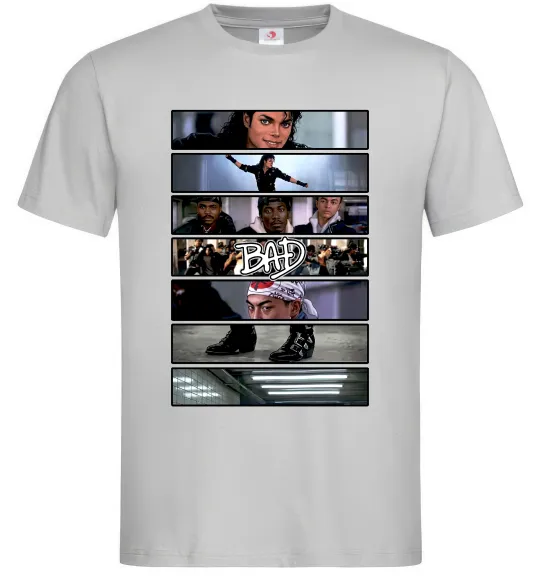 Чоловіча футболка Bad Michael Jackson колаж Сірий фото