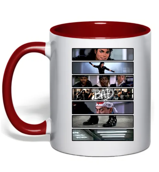 Чашка з кольоровою ручкою Bad Michael Jackson колаж Червоний фото