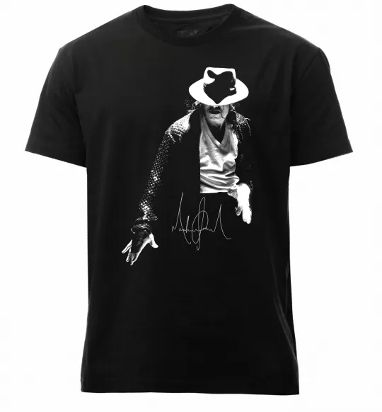 Чоловіча преміум футболка Michael Jackson Autograph Чорний фото
