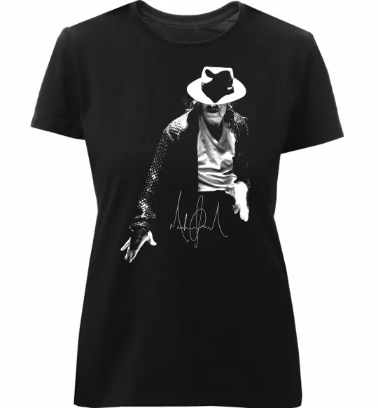 Жіноча преміум футболка Michael Jackson Autograph Чорний фото