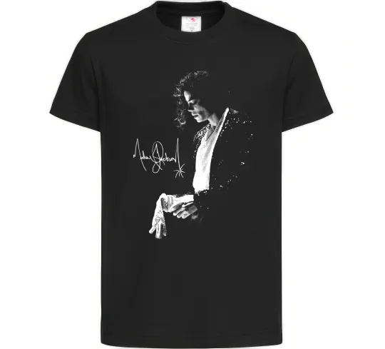 Дитяча футболка Майкл Джексон підпис Чорний фото