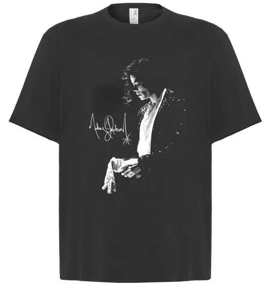 Футболка Оверсайз Майкл Джексон підпис Чорний фото