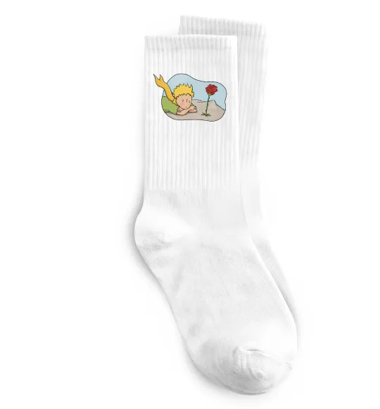 Носки Маленький принц з квіткою Белый фото