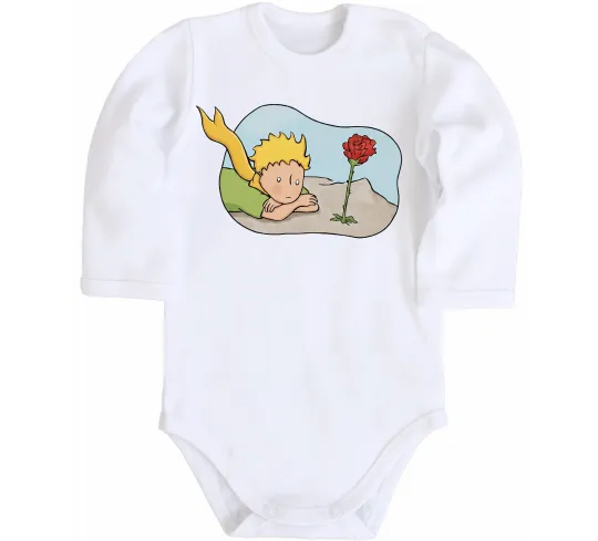 Детский боди Маленький принц з квіткою Белый фото