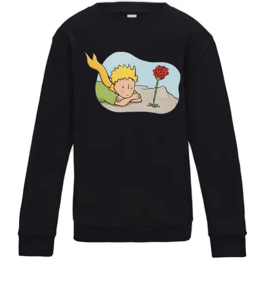 Дитячий світшот Маленький принц з квіткою Чорний фото