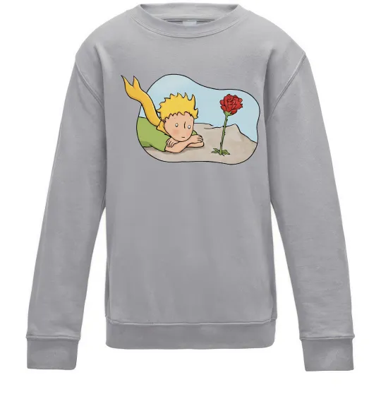 Дитячий світшот Маленький принц з квіткою Сірий меланж фото