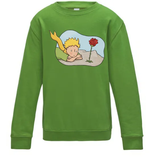 Дитячий світшот Маленький принц з квіткою Лаймовий фото