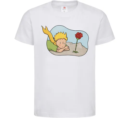 Детская футболка Маленький принц з квіткою Белый фото