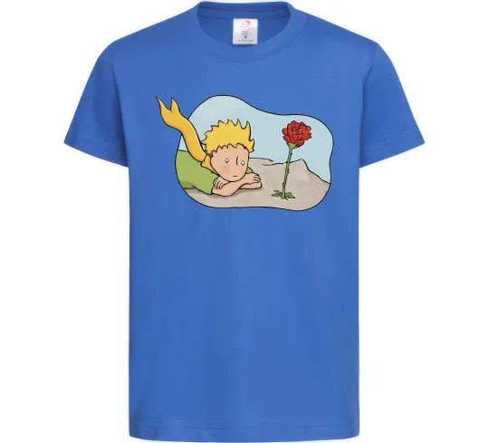 Детская футболка Маленький принц з квіткою Ярко-синий фото