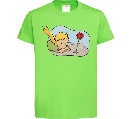 Детская футболка Маленький принц з квіткою Лаймовый фото