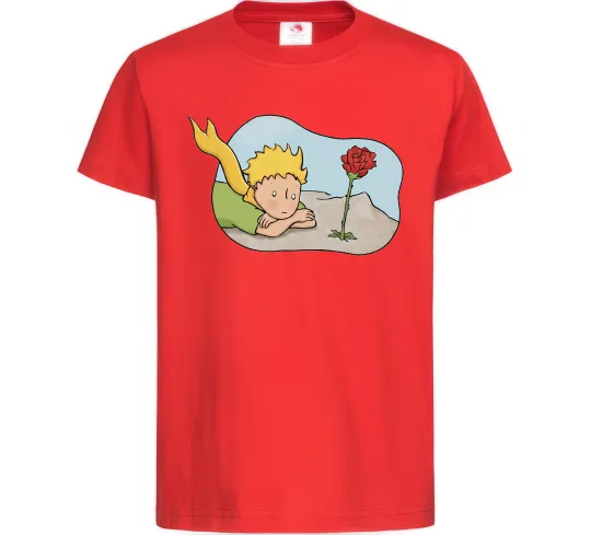 Детская футболка Маленький принц з квіткою Красный фото
