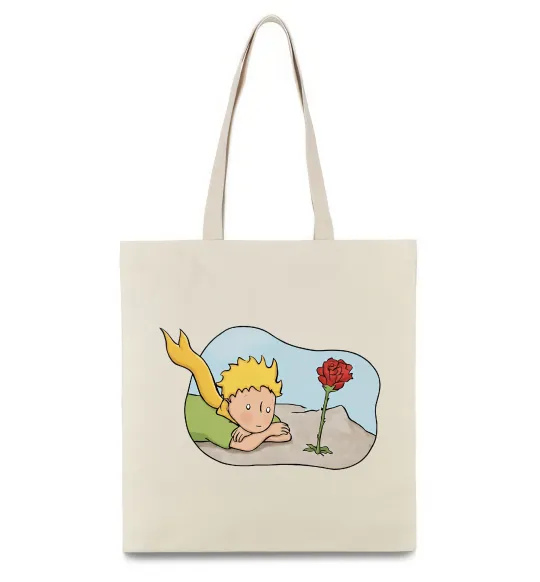 Эко-сумка Маленький принц з квіткою Бежевый фото