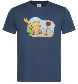 Мужская футболка Маленький принц з квіткою Темно-синий фото