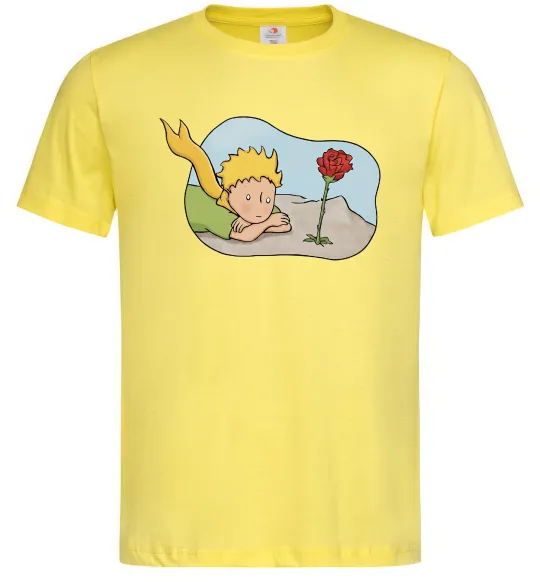 Мужская футболка Маленький принц з квіткою Лимонный фото