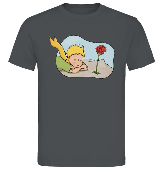 Мужская футболка Маленький принц з квіткою Графит фото