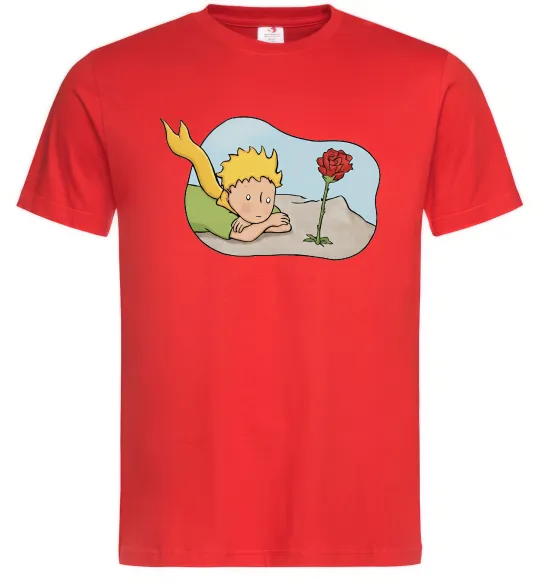 Мужская футболка Маленький принц з квіткою Красный фото