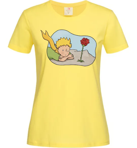 Женская футболка Маленький принц з квіткою Лимонный фото