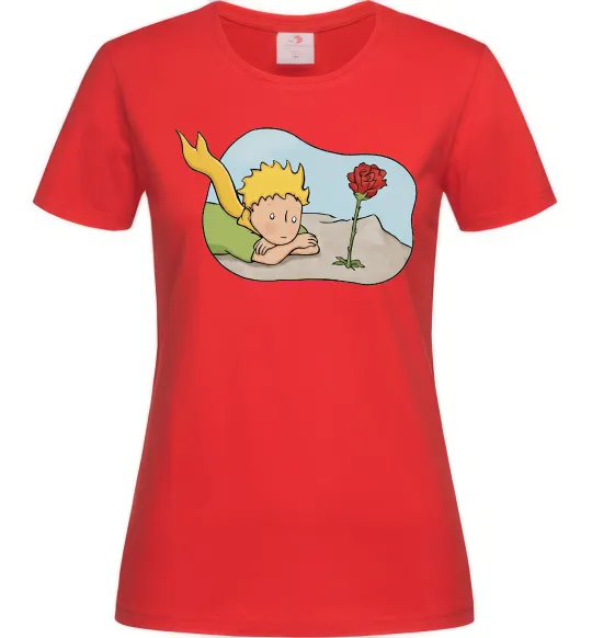 Женская футболка Маленький принц з квіткою Красный фото