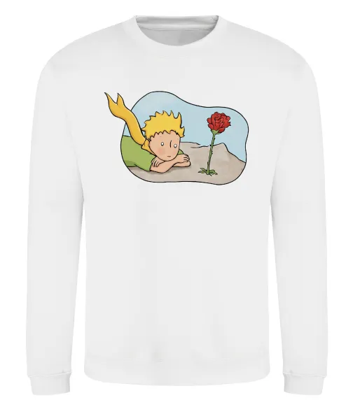 Свитшот Маленький принц з квіткою Белый фото