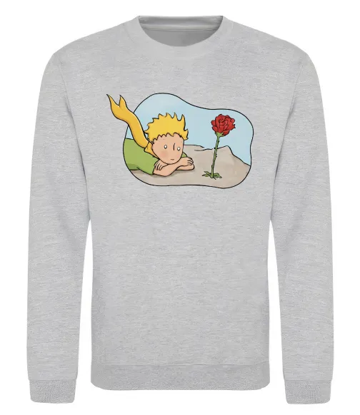 Свитшот Маленький принц з квіткою Серый меланж фото