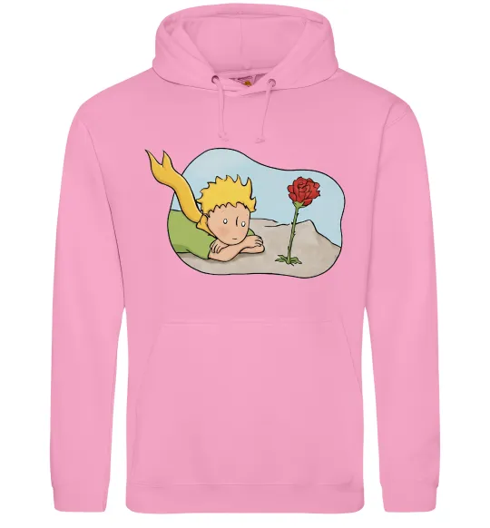 Мужская толстовка (худи) Маленький принц з квіткою Розовый фото