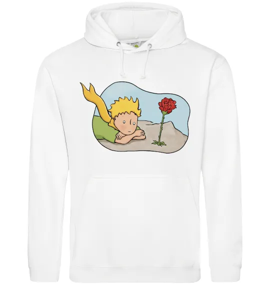Женская толстовка (худи) Маленький принц з квіткою Белый фото