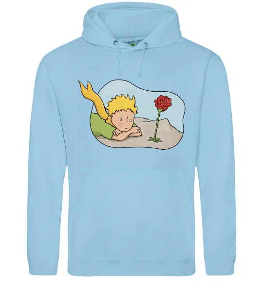 Женская толстовка (худи) Маленький принц з квіткою Голубой фото