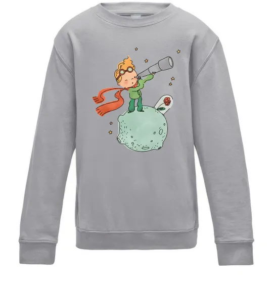 Дитячий світшот Маленький Принц з підзорною трубою Сірий меланж фото