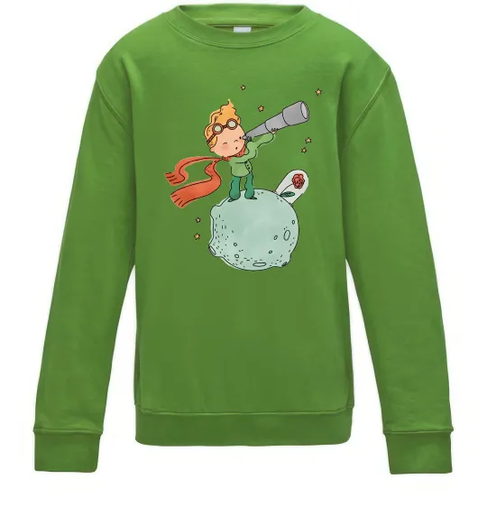 Дитячий світшот Маленький Принц з підзорною трубою Лаймовий фото